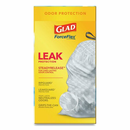 Glad 13 gal Trash Bags, 24 in x 27.38 in, Extra Heavy-Duty, .60 Mil, White, 80 PK 78899BX